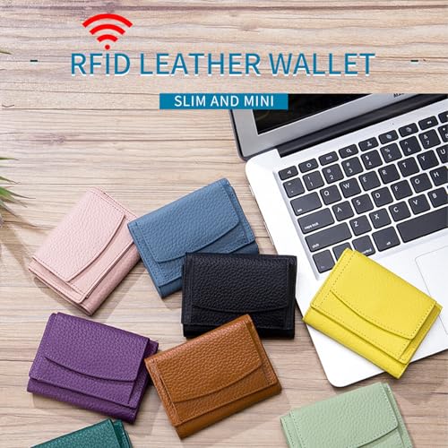 Joyfullygo Wallet, Unisex Pebble Leather Wallet, Coin Holder & Cash Slots, Genuine Leather Wallet for Men & Women, Can Hold Coins, Id Cards (Avocado Green)2