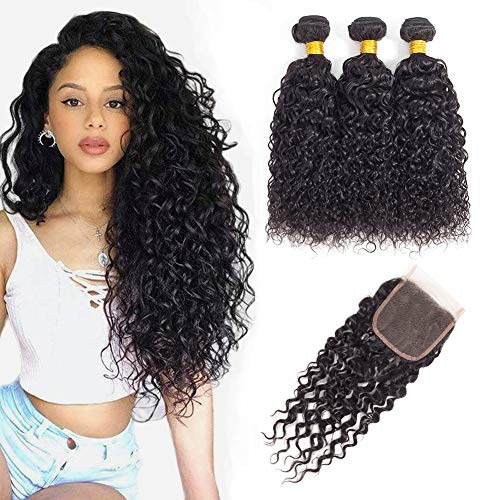 Brazilian Kinky Curly Virgin Hair Bundles with Closure 12 14 16+12, Brazilian Curly Hair Brazilian Virgin hair Kinky Curly with closure