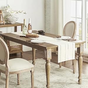 Rustic Linen Table Runner, Boho Farmhouse Small Table Runners 36 Inches Long for Kitchen Dining Room Party Bedroom Dresser Decor, Ivory, 13x36 Inches Rustic Linen Table Runner Boho Farmhouse Small Table Runners 36 Inches Long for Kitchen Dining Room Party Bedroom Dresser Decor Ivory 13×36 Inches