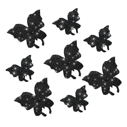 Image of Wevdn 8 PCS Butterfly Crystal Car Stickers, Shiny Rhinestone Waterproof Butterfly Car Sticker Decal, Self Adhesive Glitter Decoration Stickers for Car Bumper Window Laptops Luggage (Black)