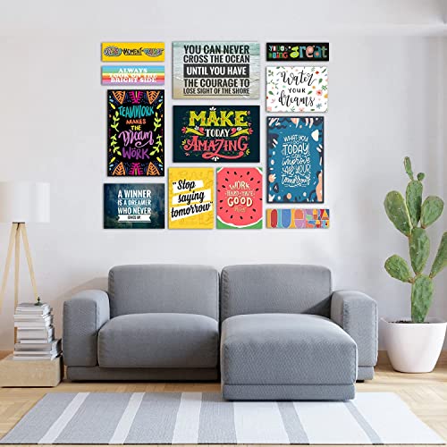 Image of PAPER PLANE DESIGN Framed Poster Set of 12 For Office Wall Decoration (TEAM QUOTES)