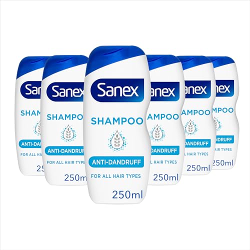 Sanex Nourishing & Gentle Anti-Dandruff Shampoo 250 ml Pack of 6, Antibacterial Agent, Dermotologically Tested, Restores Scalp (6 x 250 ml)