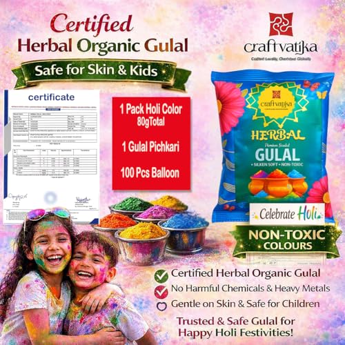 Image of CraftVatika Holi Colors, with Tank, Pichkari for Child 7-15, Holi Celebrations, Gift Box, Soft Gulal, Decoration Items, Gadgets Items Gulal Festive Celebration Kit