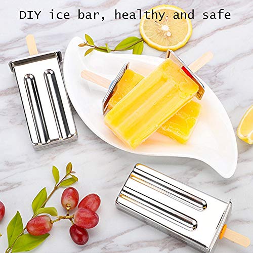 6-teiliges Eisformen-Set, EIS am Stiel-Formen aus Edelstahl mit Stielhalter, Heim-Eiscreme-Set, Wiederverwendbare Eisformen mit Stielhalter – Bild 4