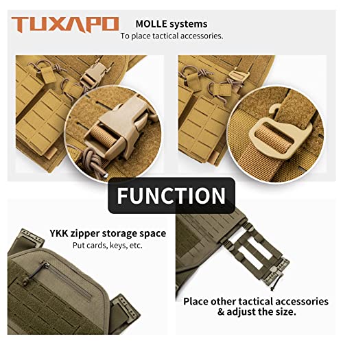 Tuxapo Tactical Molle Vest For Men Quick Release Adjustable Lightweight 1050D Nylon Vests Ranger Green #TOP1