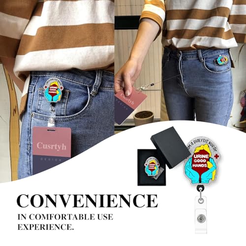 Image of YXZ130 Cusrtyh Urine Good Hands Funny Nurse Work Supplies Badge Reel Retractable with Alligator Clip, Gift for Doctor Nurse Medical Office Work