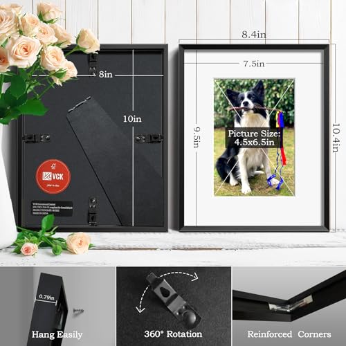 Image of VCK 8x10 Aluminum Picture Frames Black Set of 3, Multi Metal Photo Frames Made of High Definition Real Glass for 5x7 with Mat or 8x10 Without Mat, 3 Pack Wall Hanging