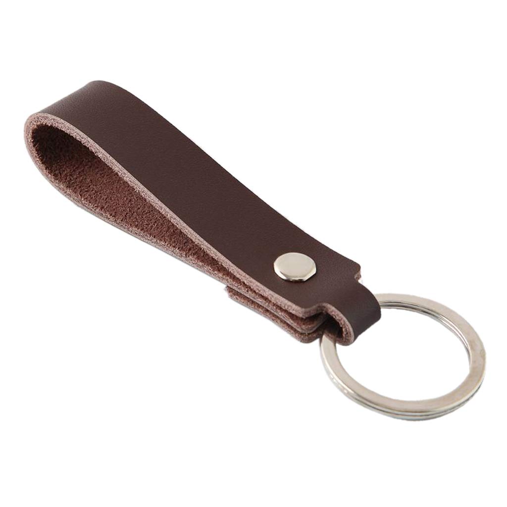 chenpaif Keychain,POB Key Holder Handmade Genuine Leather Sliver Key Ring Lanyard Keychain Jewelry Dark Brown