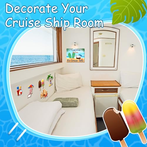 Image of Kanayu 6 Pcs Summer Cruise Door Decorations Magnetic Large Ship Decorations Magnets Anchor Cruise Decor Car Fridge Magnet Decal for Carnival Stateroom Door