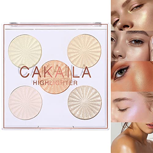 5 Colors Shimmer Highlighters Highlight Makeup illuminators Contour Palette Powder,Shimmer Bronzer and highlighter Palette Blush and Makeup Highlighter Powder Stick Highlighter+Makeup iluminadores 01