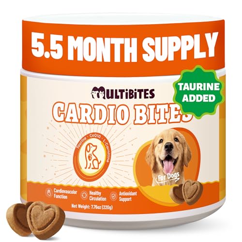 MULTIBITES Dog Healthy Heart Supplements - Taurine for Dogs with CoQ10 L-Carnitine Fish Oil Vitamins - Supports Cardio & Cardiovascular Health Antioxidant Support 7.76 oz