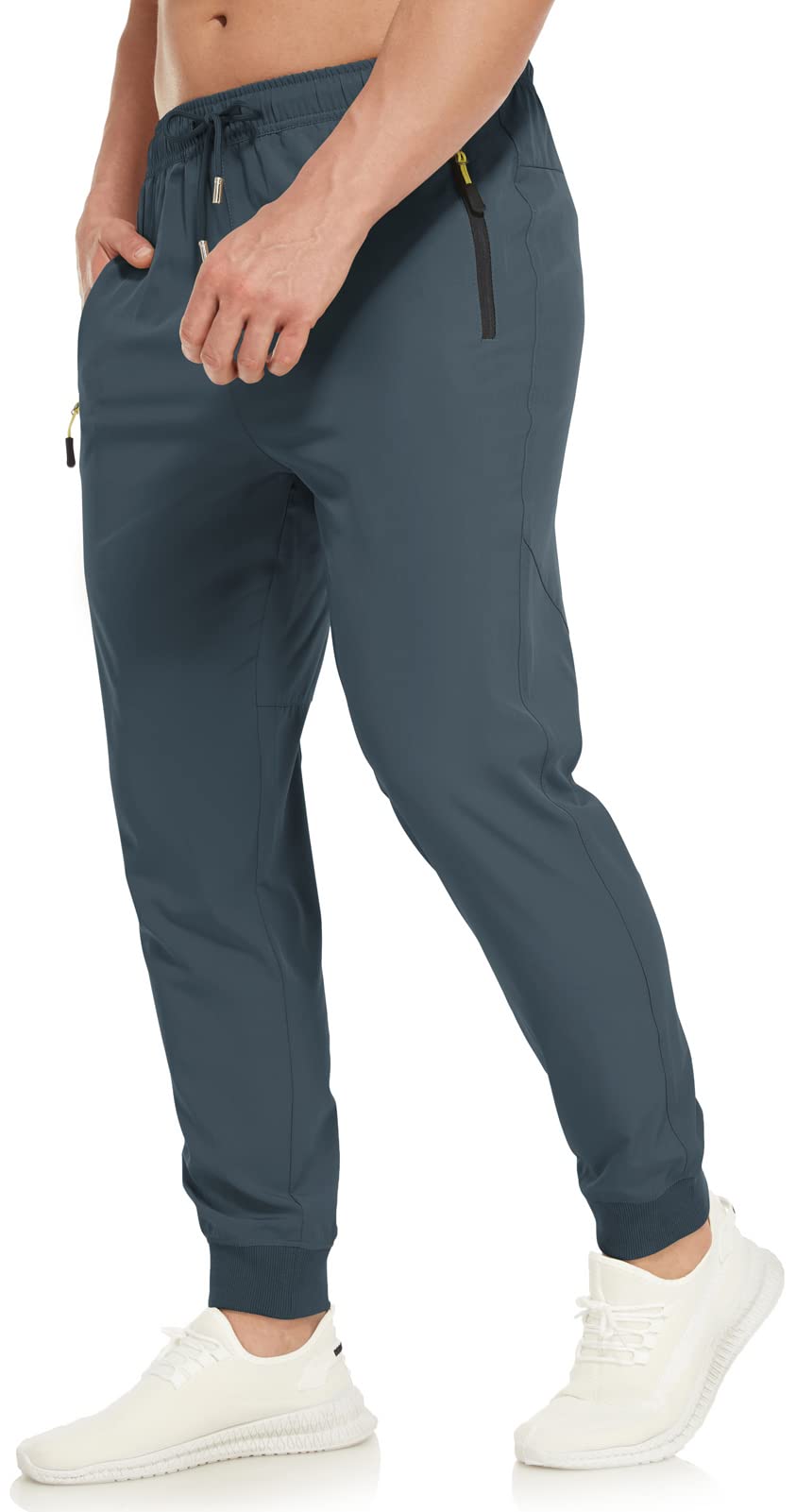 Mens Joggers Lightweight Athletic Hiking Pants Quick Dry Running Track Gym Sweatpants with Zipper Pockets