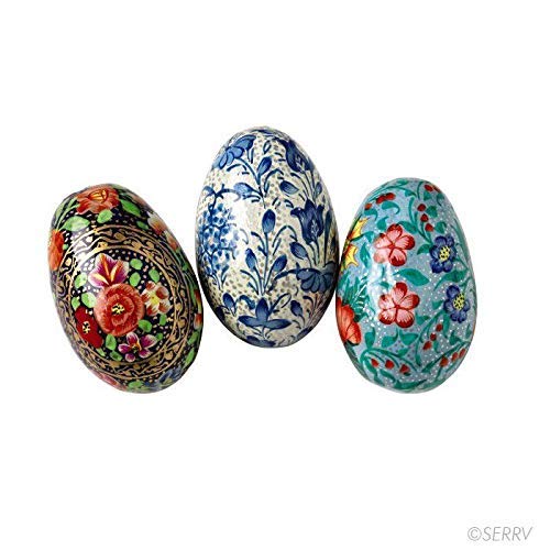 Baba Art And Crafts Wooden Kashmiri Paper Mache Happy Blessing Coloured Decorative Easter Eggs -Set of 12 - Image 2 thumbnail