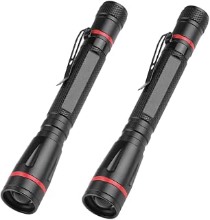 WINDFIRE 2 Packs Pen Flashlights, 100 Lumens Bright Small Flashlight 3 Modes, Powered by AAA Batteries, IPX4 Waterproof, Tail Switch Pocket EDC Flashlight with Clip for Camping, Emergency, Gift