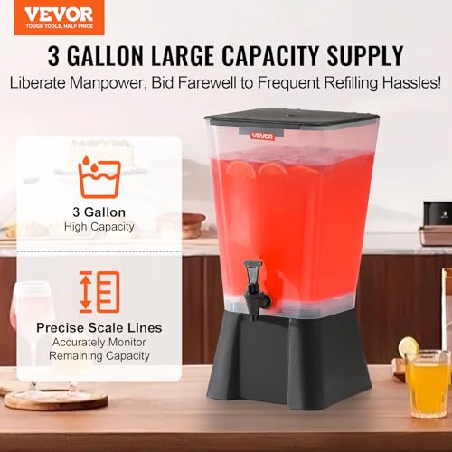 Image of VEVOR Beverage Dispenser, 5 Gallon Drink Dispenser for Parties, Plastic Juice Dispensers with No-Drip Spigot, Iced Tea Lemonade Juice Water Dispensers, for Restaurants, Hotels, Parties