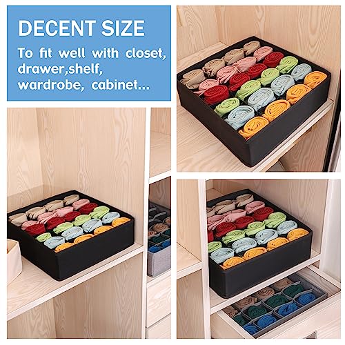 Foldable-Storage-Cubes-Drawer-Underwear-Organizer-Dividers-under-Cabinet-Organizer-24-Cell-Fabric-Storage-Boxes-for-LingerieSocksTies-Black