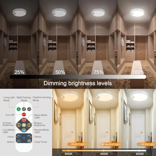 Deeplite T041 Battery Ceiling Light Motion Sensor Rechargeable Wireless Shower Light With Remote,5500K 8000Mah,Timing,7.8In Motion Activated Overhead Lighting thumb #3