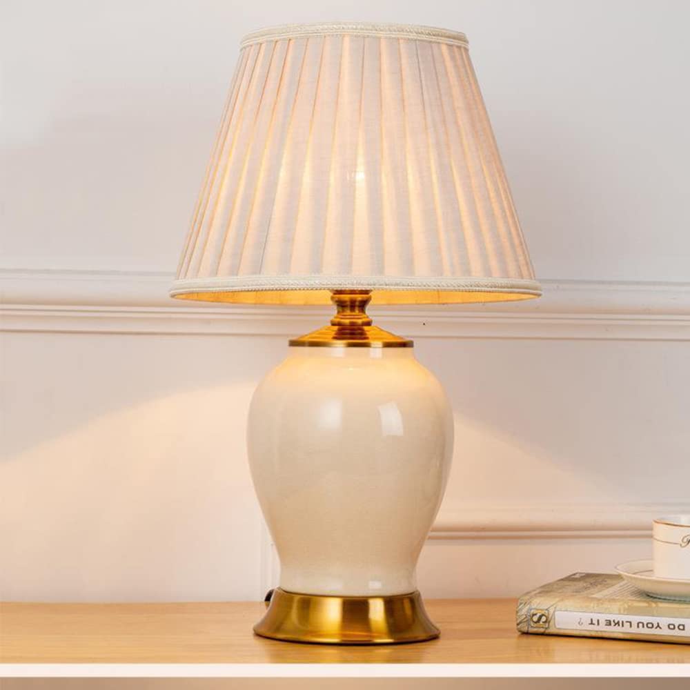 E27 Keramik Tischlampe Lampe Hotel Dekoration Tischlampe Nachtlicht Schlafzimmer Nachttisch Studie Leselampe (Glühbirne nicht enthalten) (Weiß)