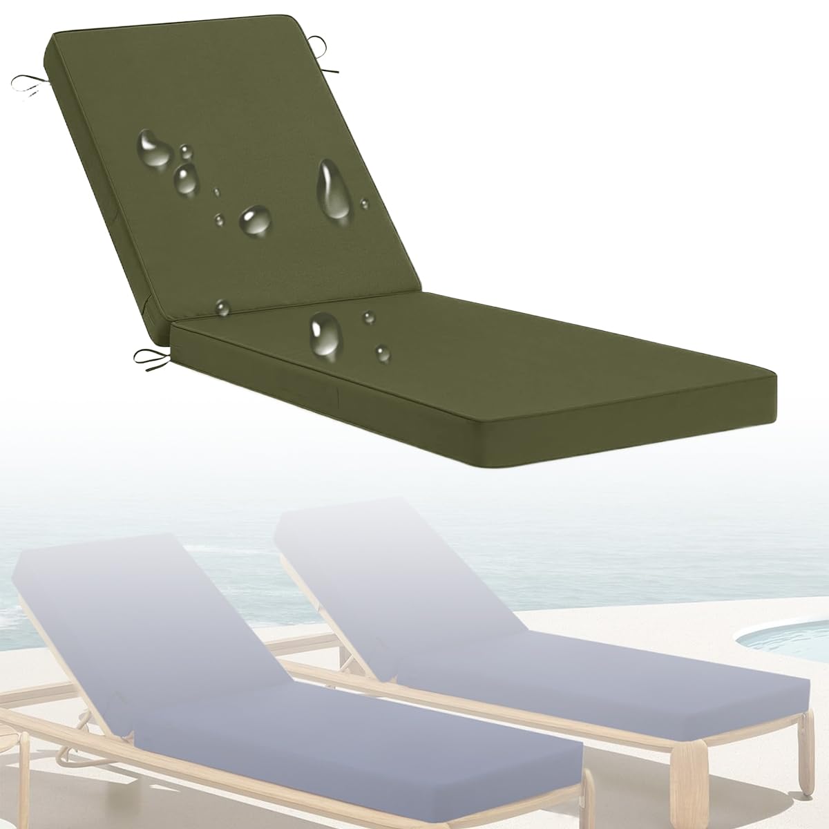 Cuscino per sdraio da esterno con schienale alto, comodo cuscino reclinabile per giardino, patio e balcone, 178 x 59 x 5 cm, per il massimo comfort e sostegno, perfetto per rilassarsi e vivere