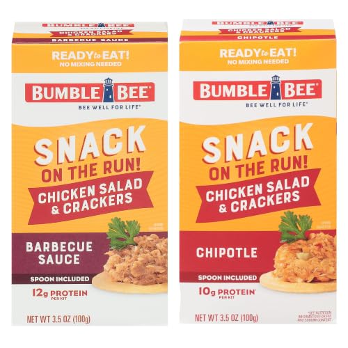 Bumble Bee Snack on the Run Duo (2 Total Kits) - BBQ Chicken Salad and Chipotle Chicken Salad with Crackers - Ready to Eat Protein Snacks