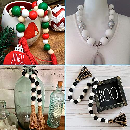 Beadthoven 200pcs 12mm White Wood Beads Natural Round Ball Large Hole Loose Beads Spacers for Macrame Garland Jewellery Bracelet Making - Image 4