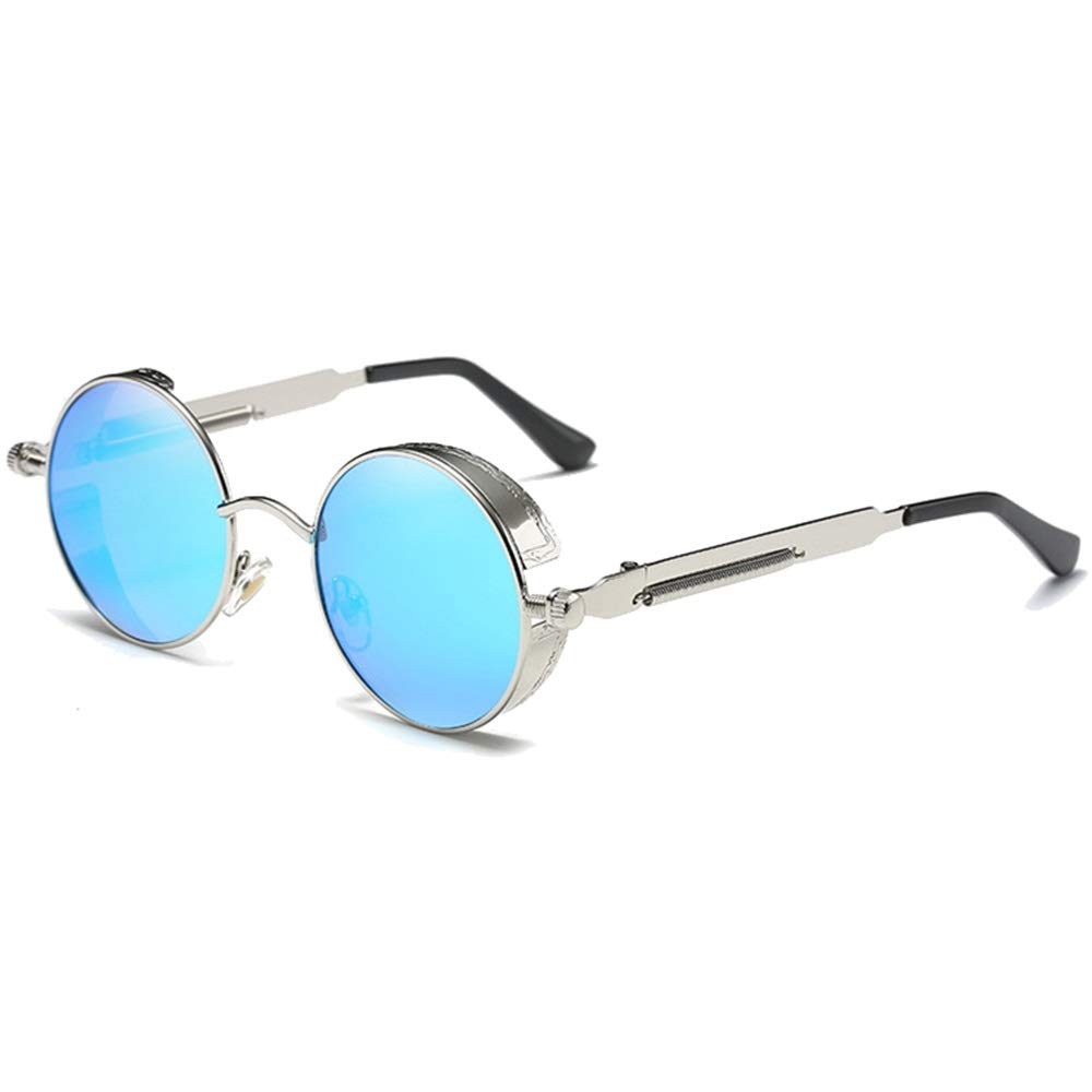 Fdcc Sunglasses. Fashion Personality Large Frame Polarized Metal Material Sunglasses Blue/Silver Lens Silver Frame Female Color Film Sunglasses (Color : Silver)
