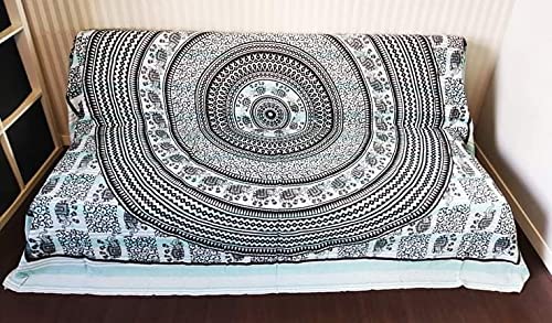 Goods4good Decoración Hogar Mandala Elefante Árbol de la Vida Multi usos Pareo Playa Colcha Cama Sofa Tapices Pared 210x240cm 100% Algodón India (Turquesa 2)