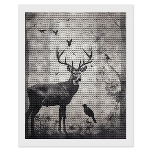 Broderie diamant silhouette de cerf art de peinture gemme 5D strass ronds loisir créatif adulte