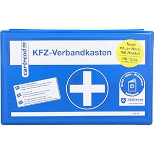 cartrend Verbandkasten Classic mit Malteser Erste-Hilfe-Sofortmaßnahmen, DIN 13164, blau