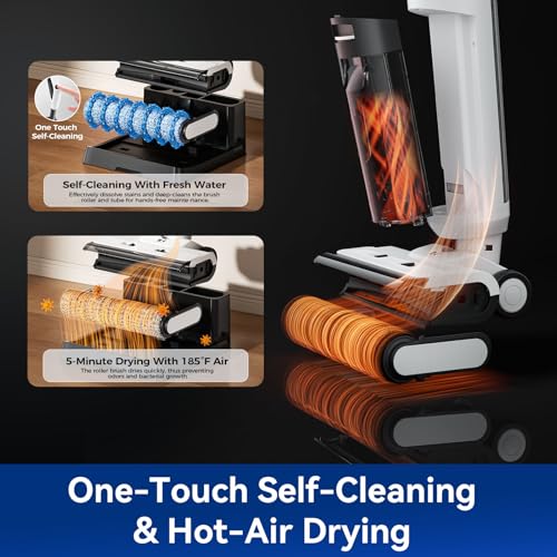 Image of Wet Dry Vacuum Cleaner,22KPa Wet Dry Vacuum Mop with Self-Cleaning,Cordless Vacuum Mop All in One,Up to 75 Mins Runtime,One-Step Self Cleaning,Anti-Tangle Design,SmoothDrive Tech,Lightweight