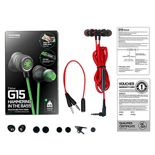 Image of G15 in Ear Wired Gaming Earphones with Mic, Noise Cancelling Gaming Earphone, Stereo Bass and HD Sound Quality Gaming Headphone, All Device Support (Red)