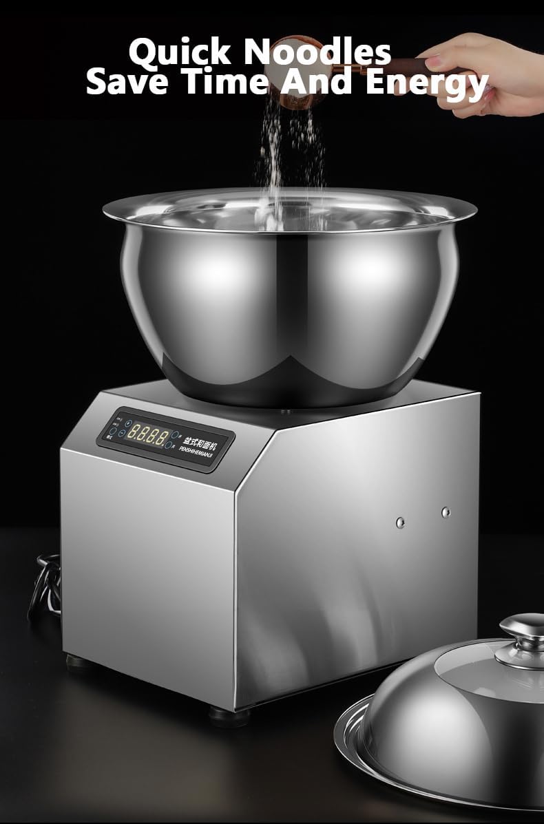 QUTBAG Mezclador de Masa Comercial, Prensa eléctrica de Fideos doméstica de Acero Inoxidable de 1800 W con Temporizador de 30 Minutos, máquina mezcladora de harina de Escritorio para Restaurante 8KG