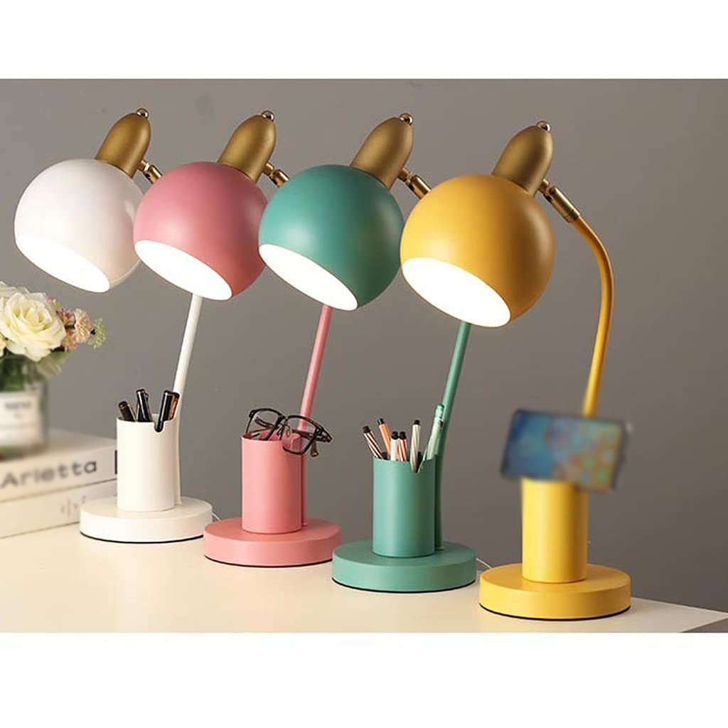Lampada da tavolo, lettura for studenti Camera letto Soggiorno Studio Protezione for gli occhi scrivania ufficio con portapenne decorativa comodino(Green)