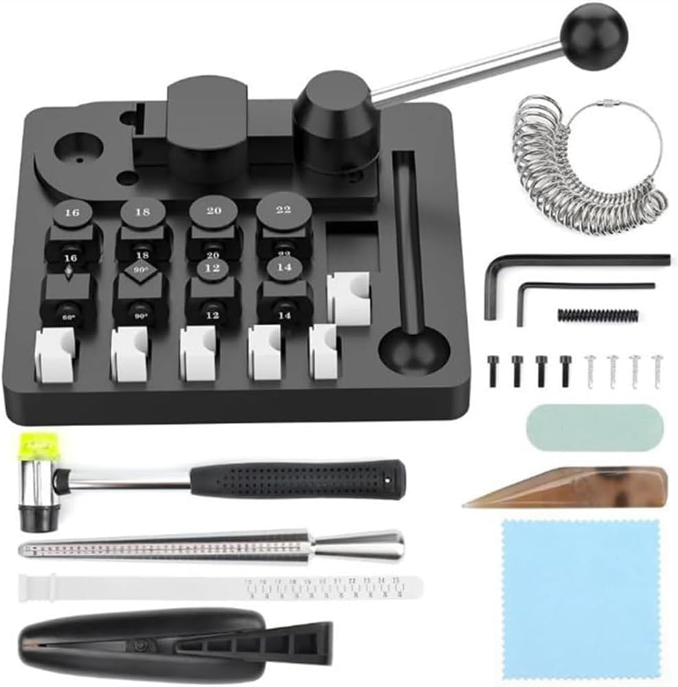 金属ワイヤー曲げジグセット ジュエリースプーンリングベンダーツール DIYリング用の重-Duty金属曲げ用