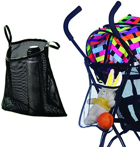 Mesh Stroller Bag - Stroller Attachable Organizer Carrying Bag - Umbrella Baby Stroller Accessories (Black (1 Pack))