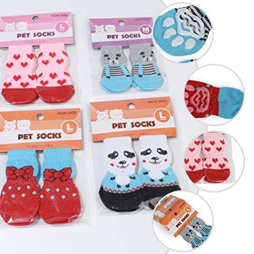 VILLCASE 8 Pares de Meias Anti-Derrapantes para Cães de Malha Protetores de Patas para Cães E Gatos
