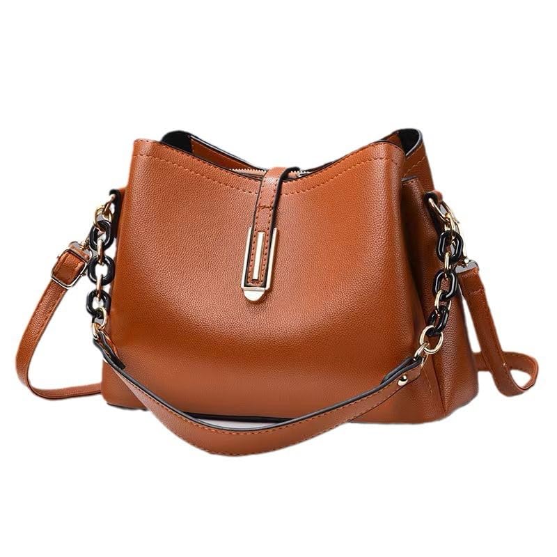 Bolsa Feminina Transversal Média com 2 Alças Ajustável Bolsa de Ombro e Tiracolo para Dia a Dia(Caramelo)