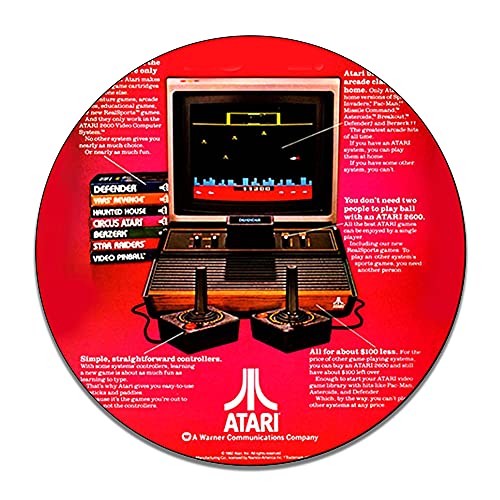 Atari System Pitfall II Atari 2600 Advertisement Vintage Games Toys Reproduction Vintage Style Metal Signs Round Metal Tin Aluminum Sign Garage Home Decor With 2 American Flag Vinyl Decals