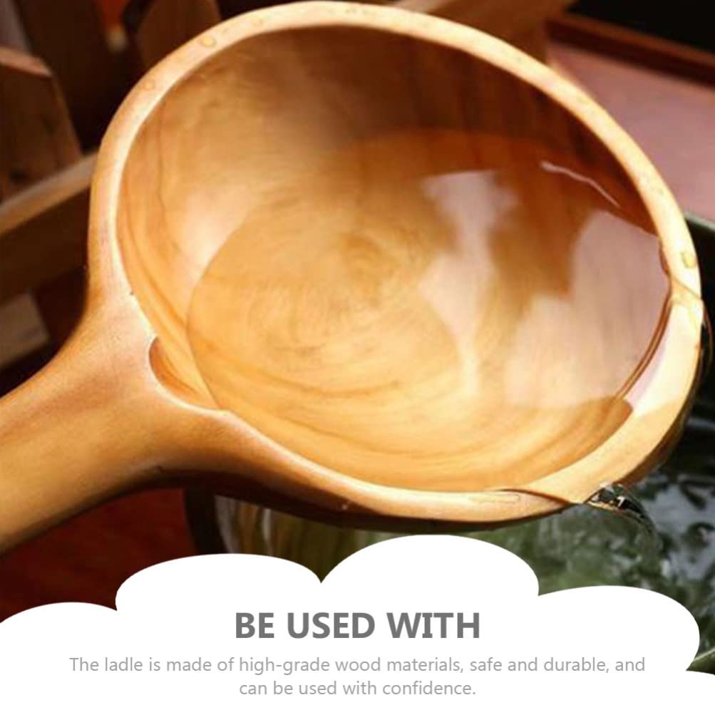 Yardwe Mestolo Da Bagno In Legno - Cucchiaio Per Acqua Con Manico Lungo E Cordino - Per Cucina, Giardino, Irrigazione - 3