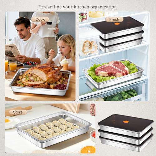 Image of Stainless Steel Food Storage Containers with Airtight Lids, 3 Pack Leakproof Meal Prep Containers, Reusable Bento Boxes for Food, Dishwasher & Freezer Safe Containers for Fruits, Snacks, Leftovers