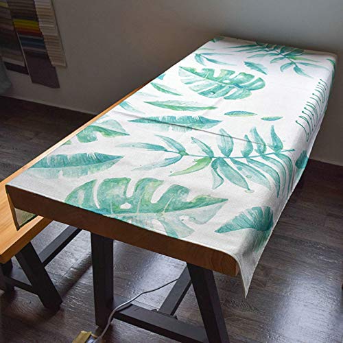 Nappe feuilles tropicaux coton lin anti-poussière pour protéger une table rectangulaire moderne - 4