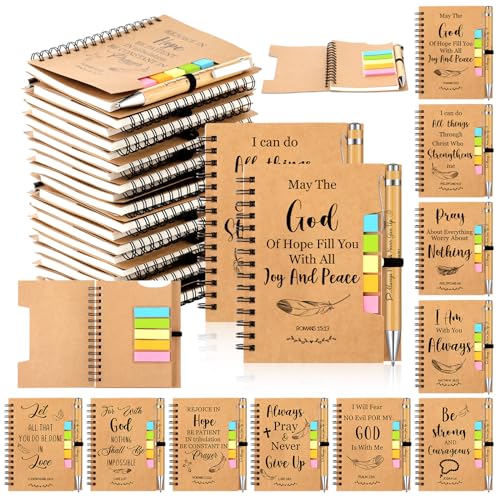 50 Cadeaux Chrétiens de Noël avec Carnets Religieux et Stylos Bambou