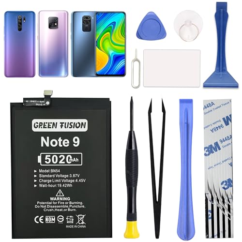 Image of GREEN FUSION Only for Redmi 9 Replacement Battery, BN54 Battery for Redmi Note 9 & Redmi 10X 5G & Redmi 9, 5020mAh, with Repair Toolkit
