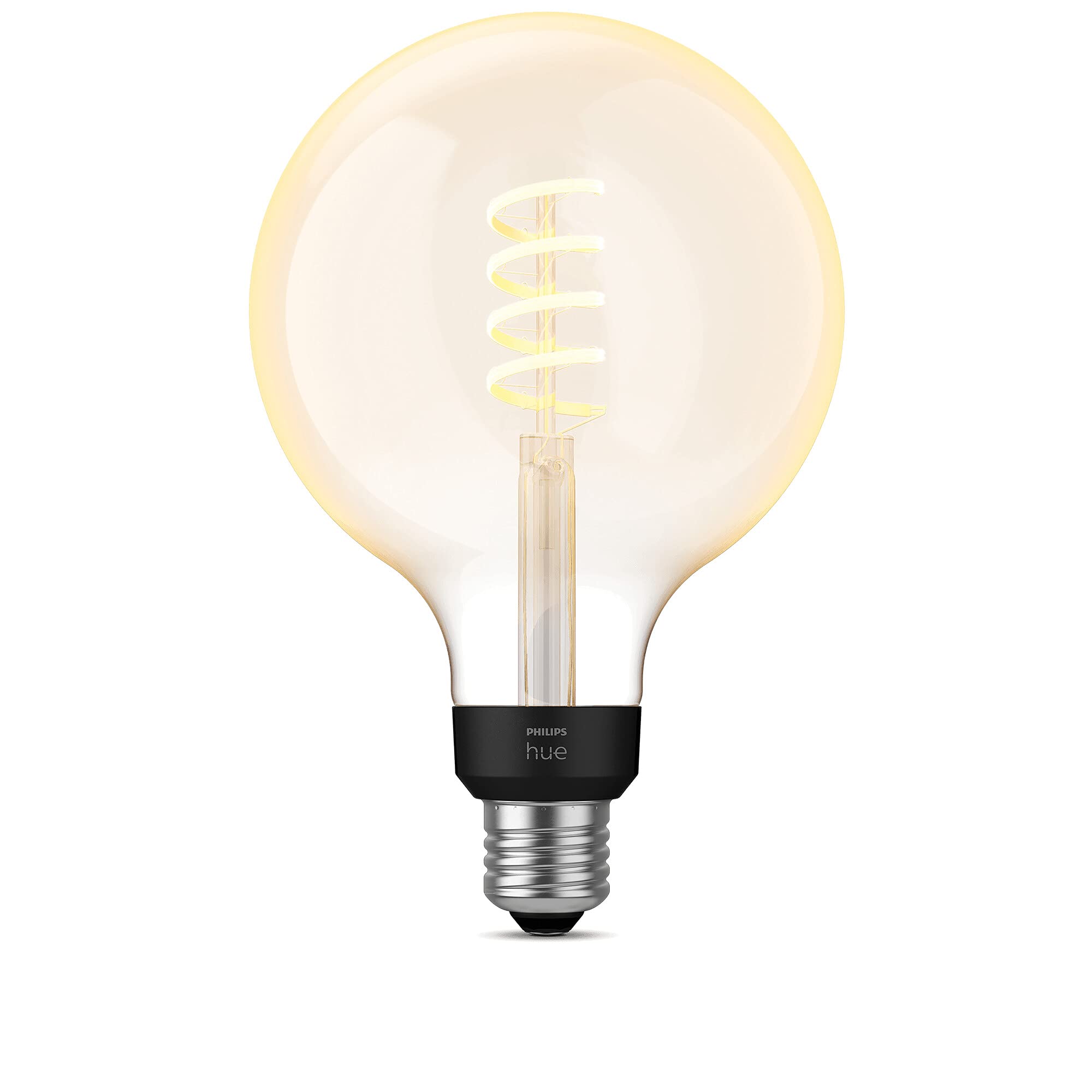 Philips Hue - Bombilla Led Inteligente Filamento, Luz Blanca de cálida a fría, casquillo E27 G125, 7W 550 Lúmens, Compatible con Alexa y Google Home