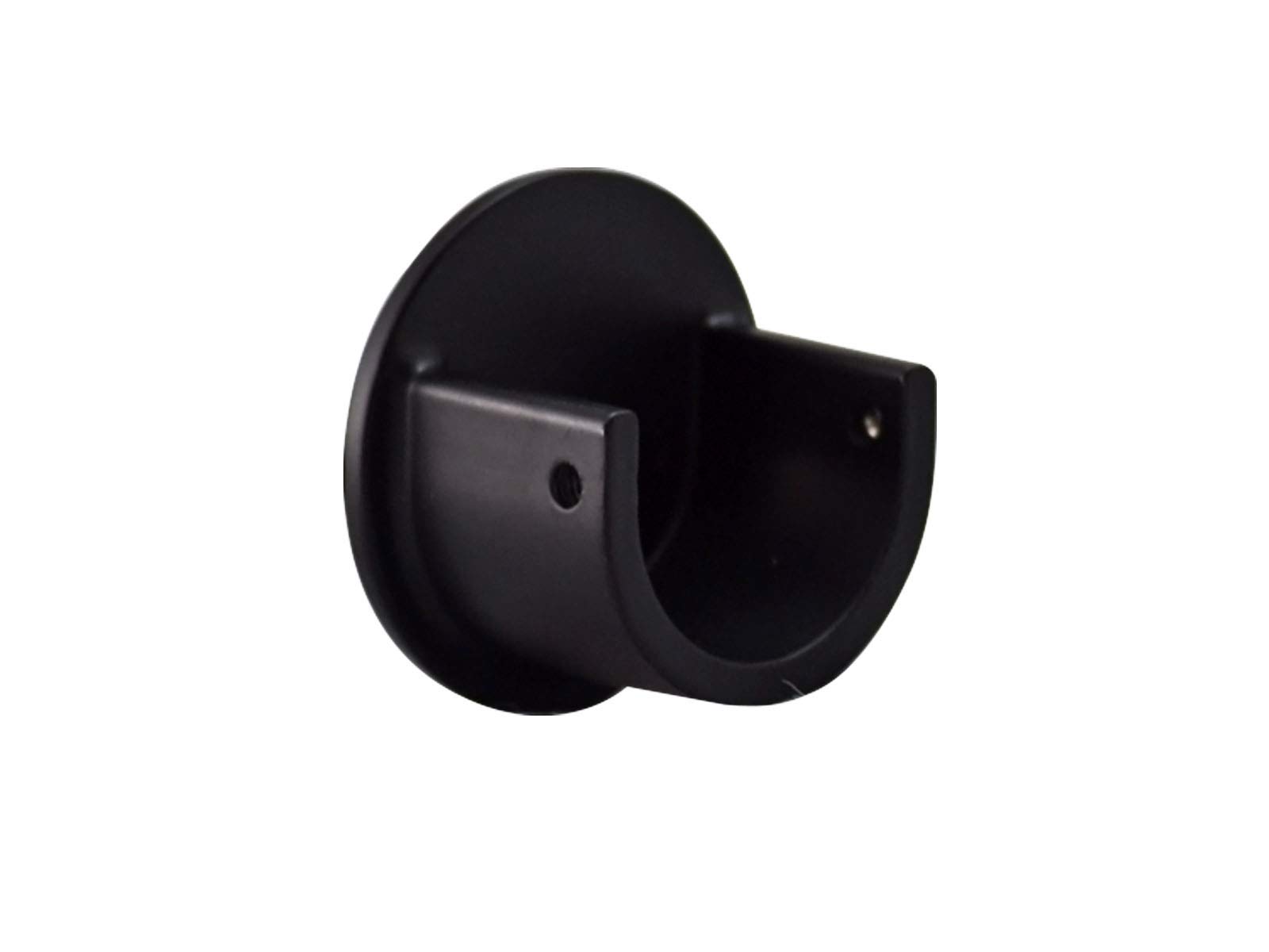 Your Home Online Metal 19mm & 28mm Curtain Pole Recess Wall Bracket Black Chrome Brass Copper (Matt Black, 19mm Quantity 2)
