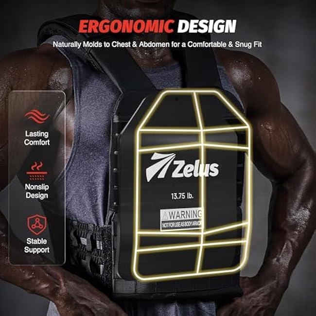 ZELUS 2 Weighted Vest Plates, 5.75/8.75/13.75 lb. Curved Weight Vest Plates for Workout, Steel Tactical Weight Plates for Vest with Clear Markings, Ergonomic Training Plates for Running Training CrossFit