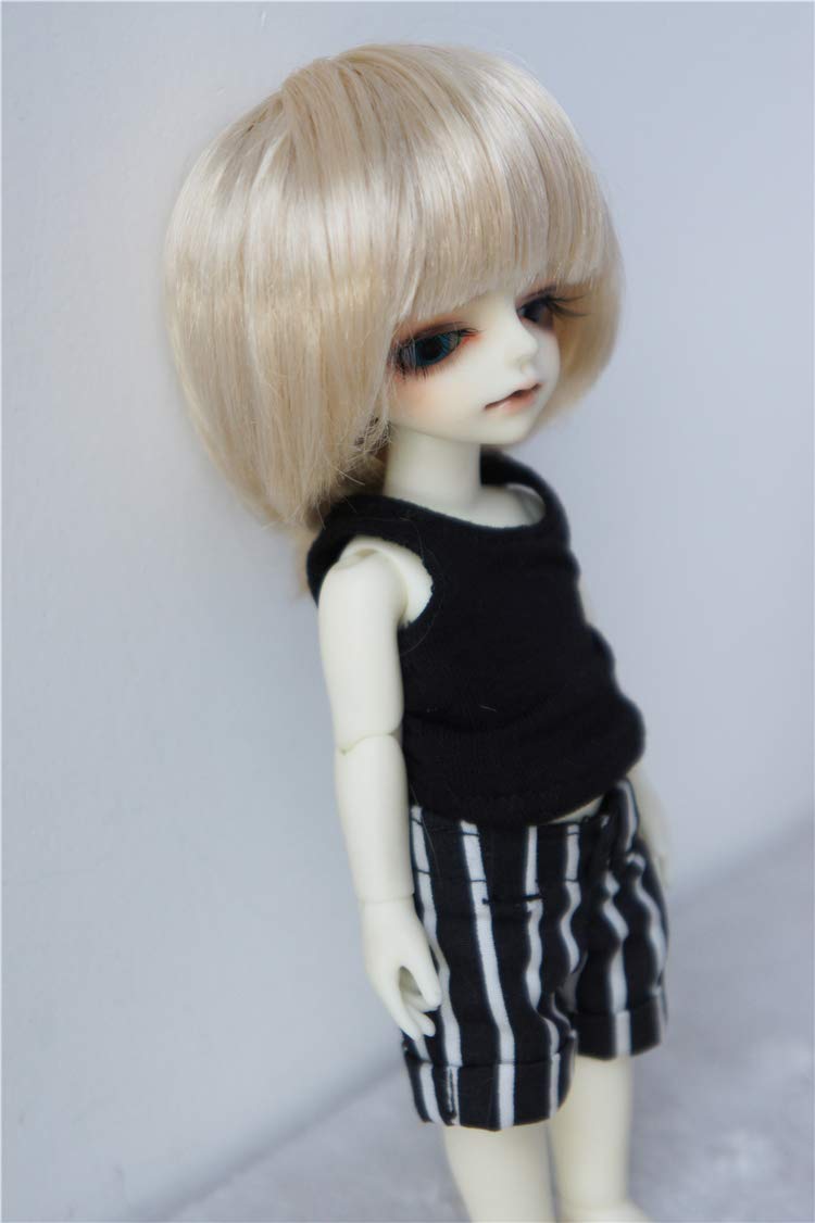 Doll Wigs JD025 Round Cut Synthetic Mohair Doll Wigs 3-4inch 4-5inch 5-6inch YOSD MSD SD Doll Wigs (Blond, 4-5inch)
