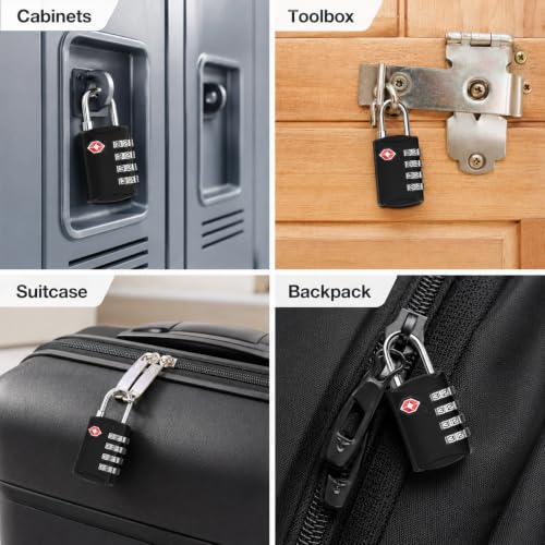 Image of Diyife TSA Luggage Locks, [Updated Version][3 Packs] 4-Digit Security Padlock, Combination Padlocks, Code Lock for Travel Suitcases Luggage Bag Case (Black)