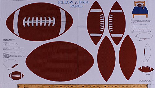 23.5" X 44" Football Pillow & Ball Panel Stuffed Football Toy Sports Kids Children's Boys Touch Down Cotton Fabric Panel (8874P-001-WHITE)