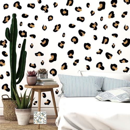 10 Sheets Brown Leopard Print Wall Stickers Irregular Leopar